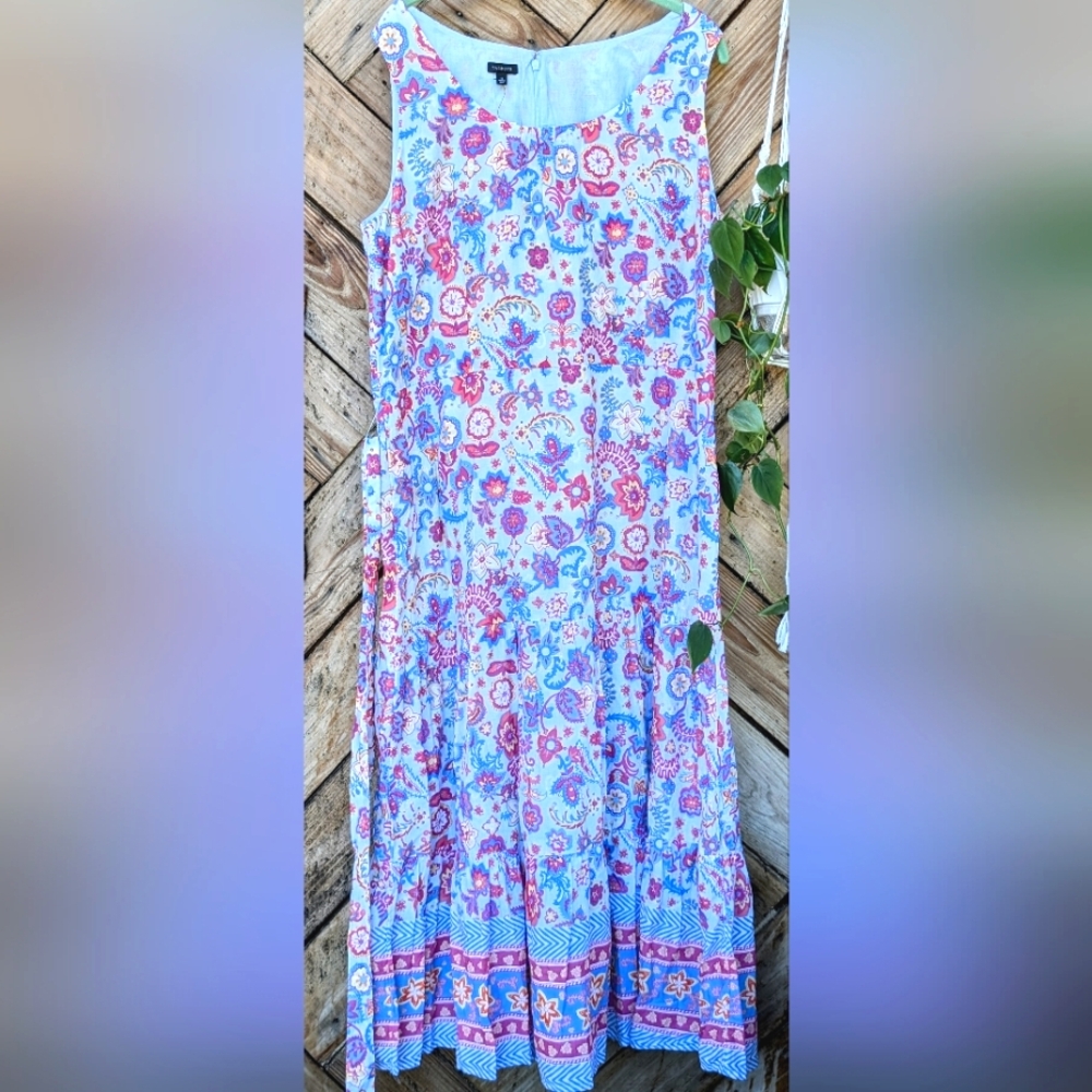 NWT Talbots Charming Floral Belted Voile Maxi Dress Size 16